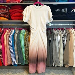 Luxely white/pink ombré dolman sleeve back zipper closure maxi dress size 2 NWT